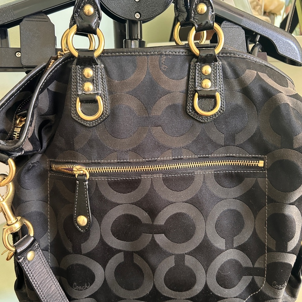 Coach Black Julianne Madison Op Art Satchel - EUC - Picture 8 of 14